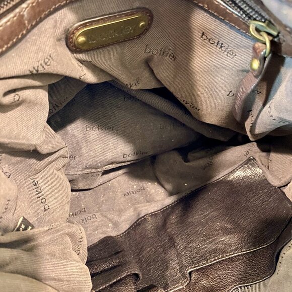 BOTKIER VINTAGE BOMBAY BURGUNDY/BROWN GOLD STUDDED TALL LEATHER HANDBAG - Picture 8 of 12